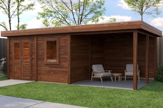 Blokhut almere overkapping bruin 1 0