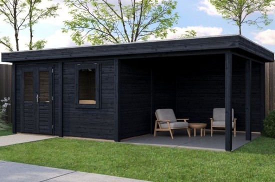 Blokhut almere overkapping zwart 1 0